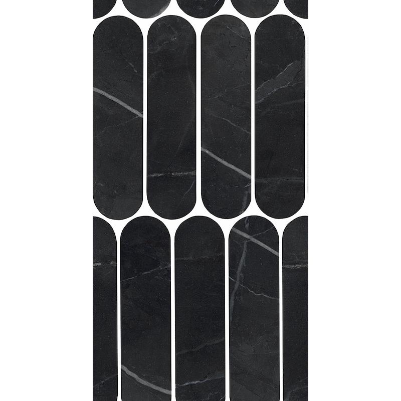ITALGRANITI CHARM EXPERIENCE Mosaico Ovale Calacatta Black 19,5x37 cm 9 mm Poli