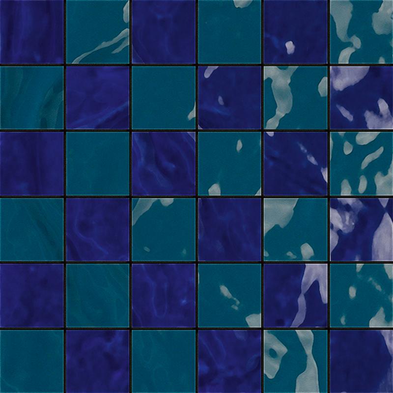 Cir TADELAKT Mosaico Fez Mix Blu/Verde 30x30 cm 9.5 mm Matt